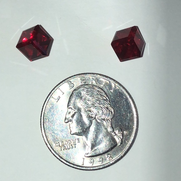 Red Geometric Dainty Boho Stud Earrings - Picture 5 of 7